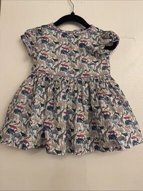 Liberty of London Girls' Animal Print Dress in Blue, Pink, Gray